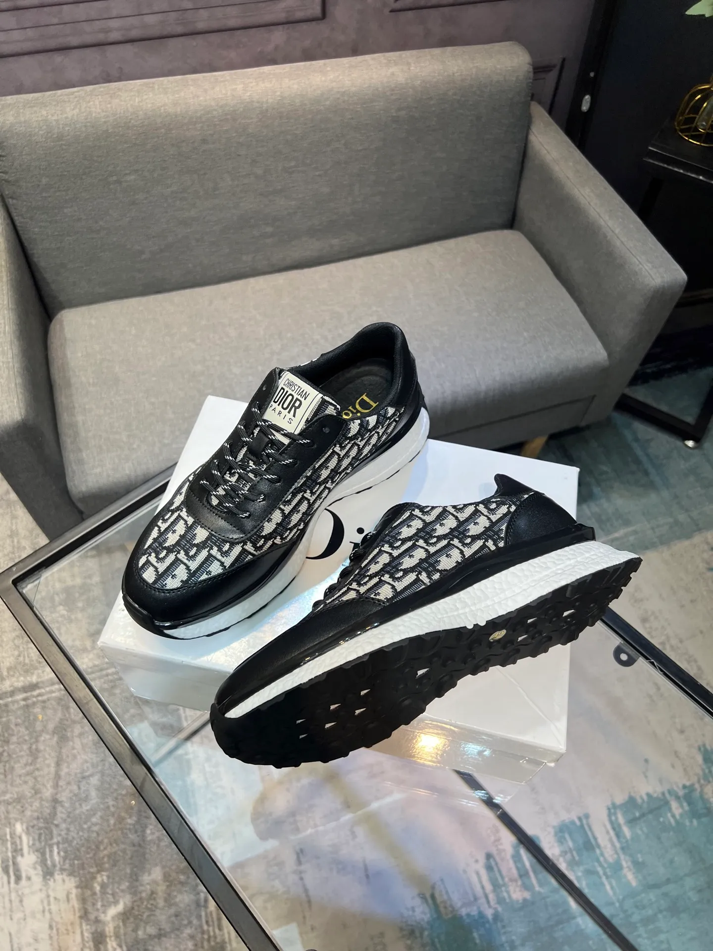 💰¥440【Dior】🔝The latest masterpiece of high-end men's shoes brand: original special cloth fabric imported from Italy + cowhide + imported sheepskin lining🔥Original toe-cap rubber outsole Soft and comfortable, making walking more convenient and comfortable! Size: 38-44 (45 can be customized)